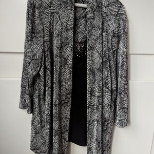 JM COLLECTION Women's Crinkle Polyester Twinset Jacket Lined Geometric Size 3XL